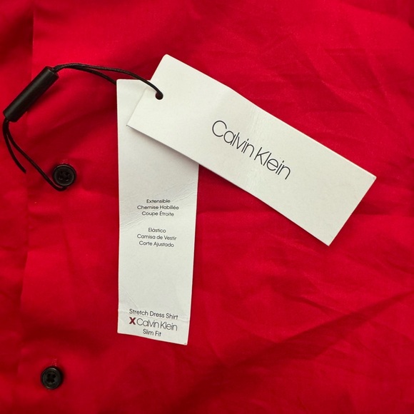 Calvin Klein boys button up dress shirt red size 12 regular slim fit long sleeve - Picture 7 of 9